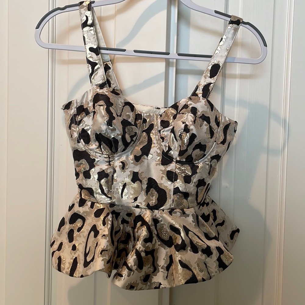 Bardot jacquard bustier top